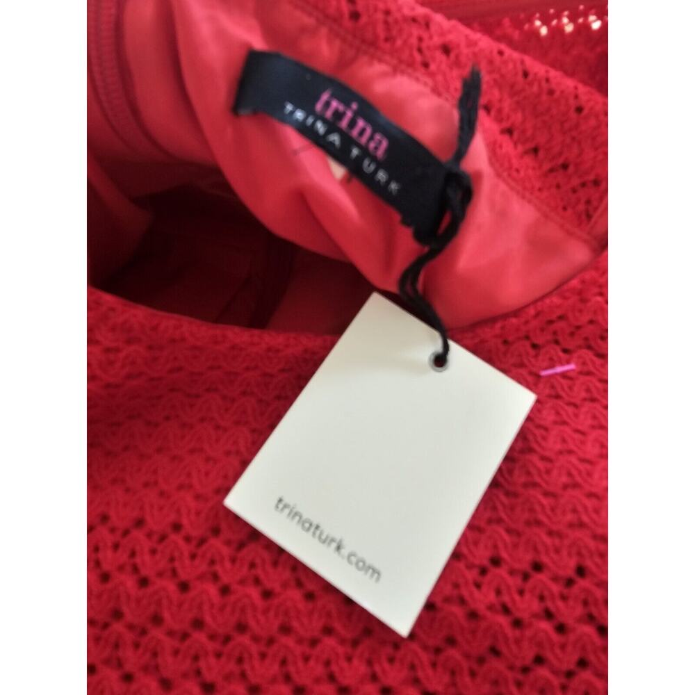 NWT Trina Turk Red Fit & Flare Sheath Dress Keyhole Back Woven Material‎ Sz 10 - Picture 5 of 6